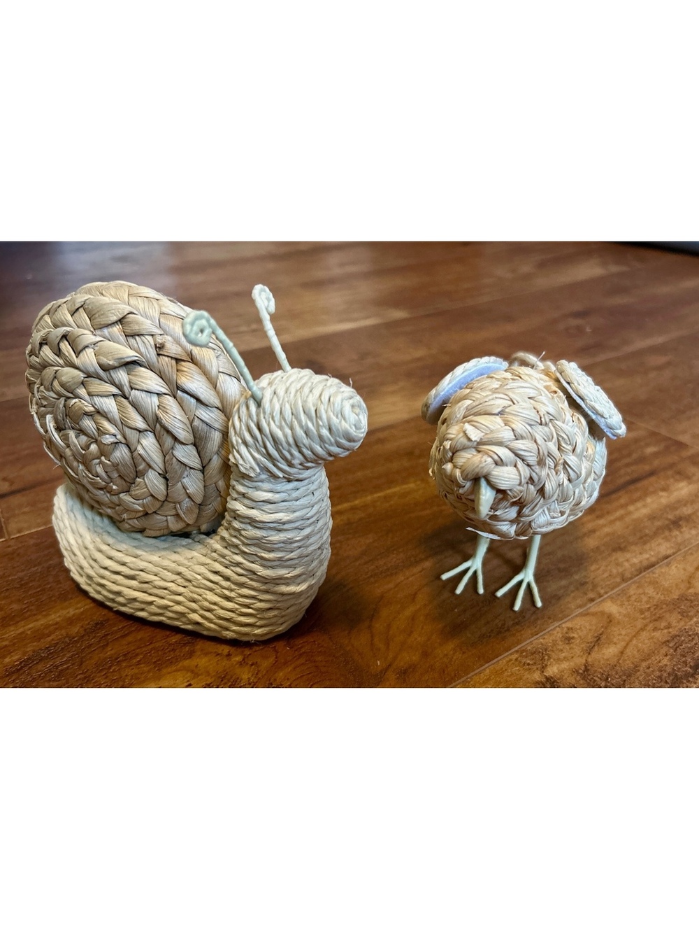 Handwoven Snail and Bird Figurines Set